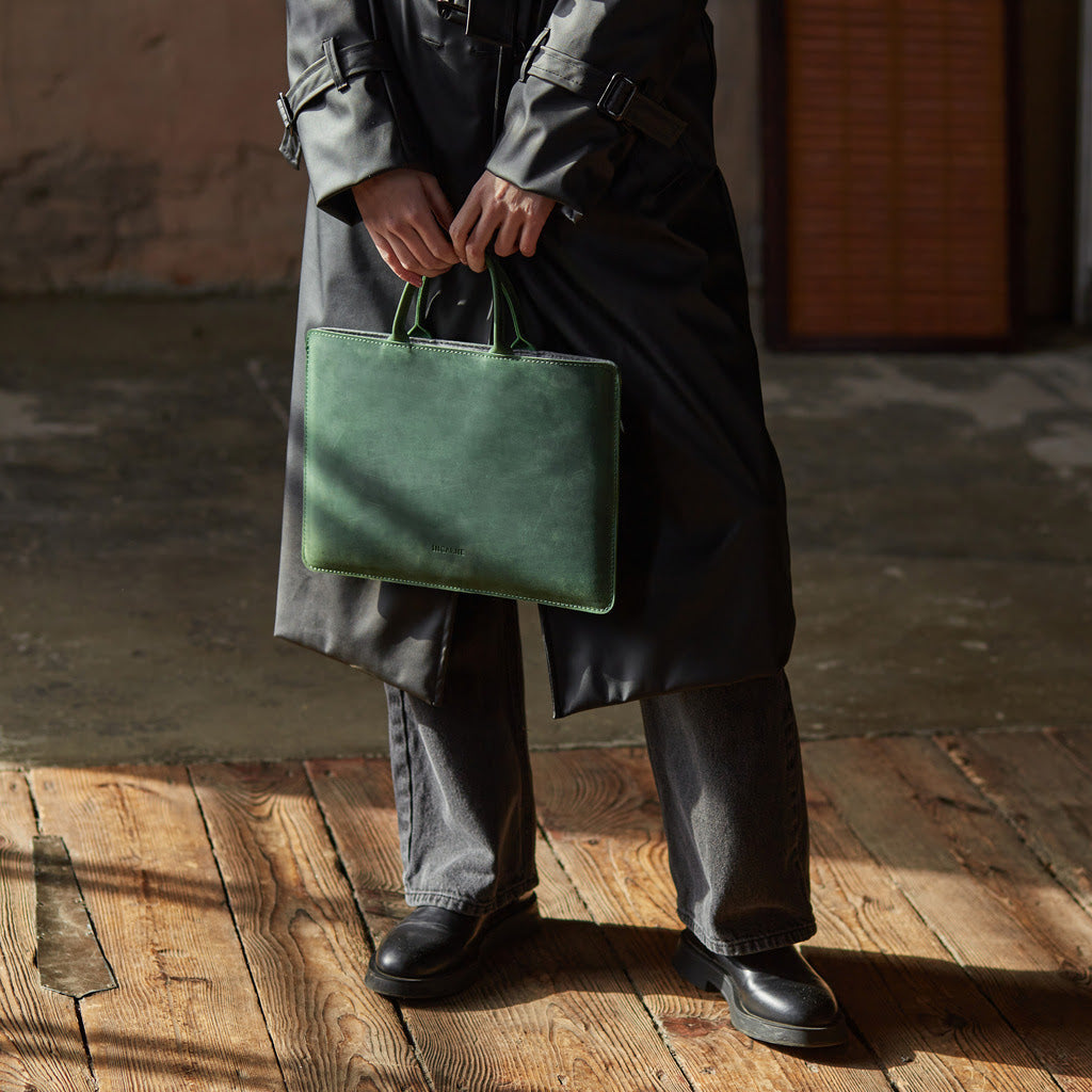 Manche d'ordinateur portable en cuir de tige