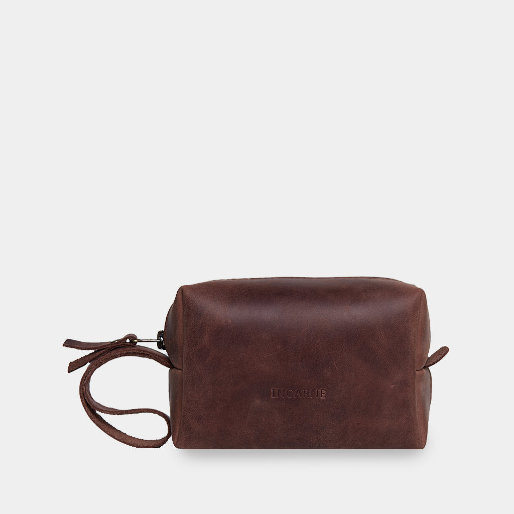 Bolsa cosmética de viaje de cuero a bordo